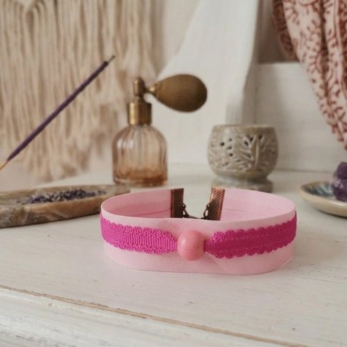 Bracelet tissus biais et ruban coton