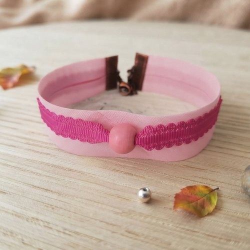 Bracelet tissus biais et ruban coton