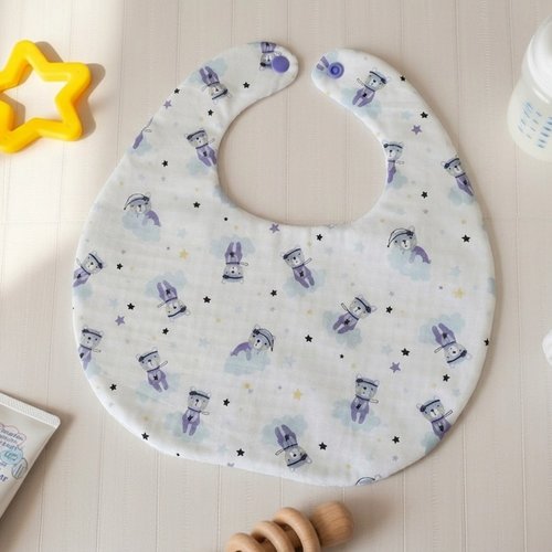 Bavoirs bébé coton et nid d'abeilles blanche
