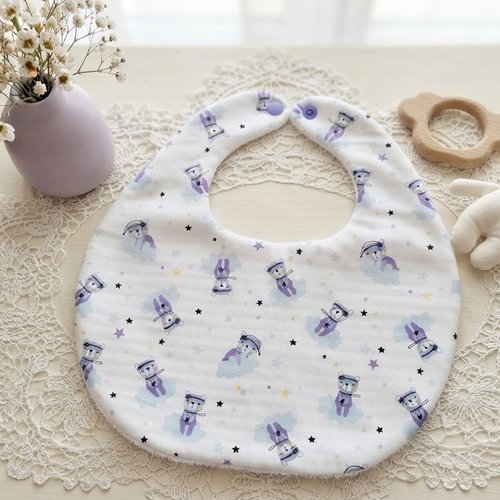Bavoirs bébé coton et nid d'abeilles blanche
