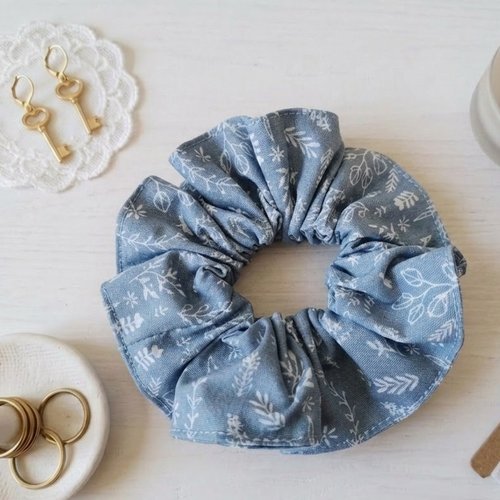 Chouchou coton bleu