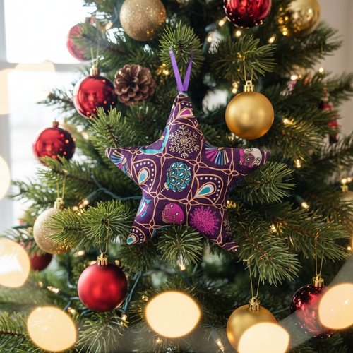 Etoile de noël à suspendre en tissu