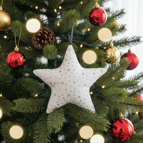 Etoile de noël à suspendre en tissu