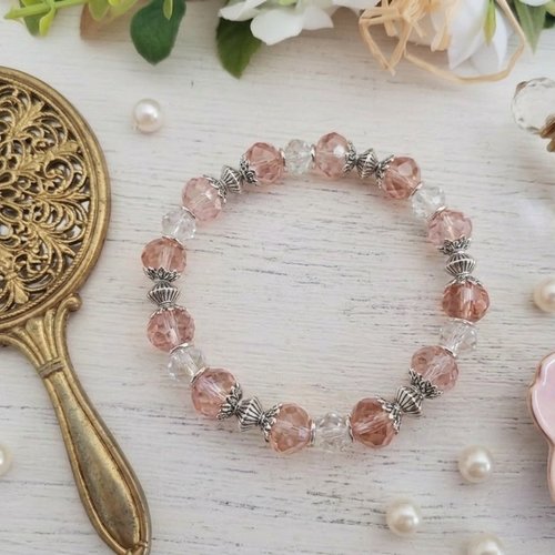 Bracelet fil élastique perles en verre à facettes