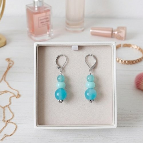 Boucles d'oreilles acier inoxydable et perles en verre