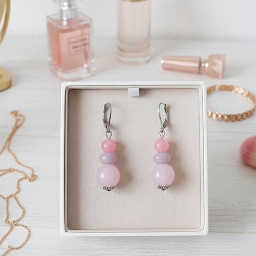 Boucles d'oreilles acier inoxydable et perles en verre