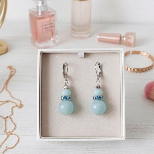 Boucles d'oreilles acier inoxydable et perles en verre