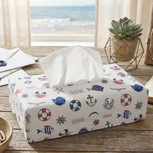 Housse pour boite à mouchoirs coton motifs marin