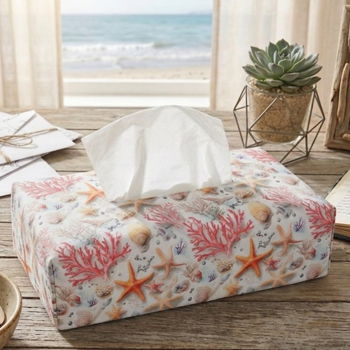 Housse pour boite à mouchoirs coton motifs étoiles de mer
