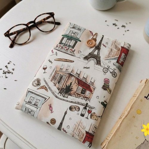 Pochette à livre coton et rembourré motifs paris