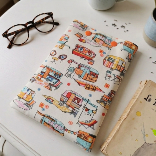 Pochette à livre coton et rembourré motifs caravanes