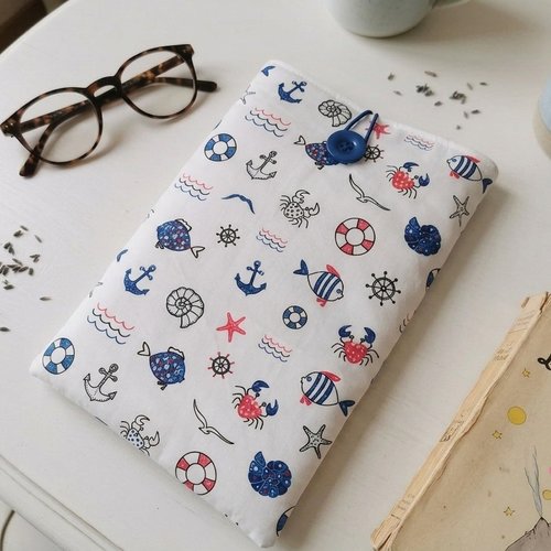 Pochette à livre coton et rembourré motifs marins