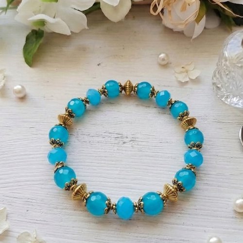 Bracelet perles en verre ronde et à facettes