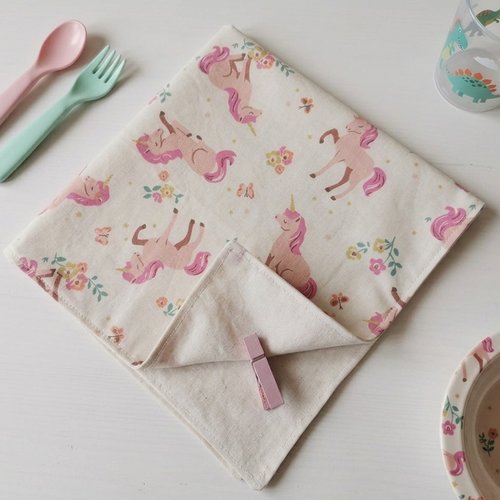 Serviette de table pour enfants motifs licornes