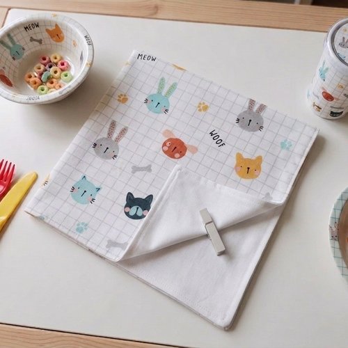 Serviette de table pour enfants têtes de chat