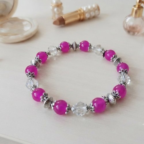 Bracelet perles en verre ronde et à facettes