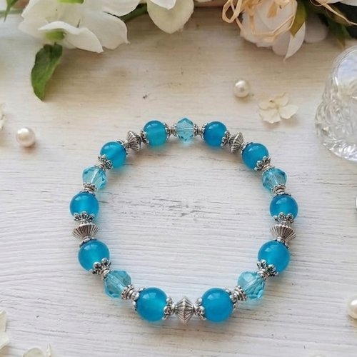 Bracelet perles en verre ronde et à facettes