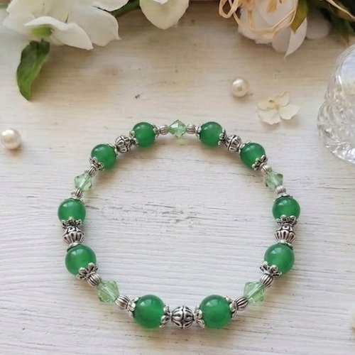 Bracelet perles en verre ronde et à facettes