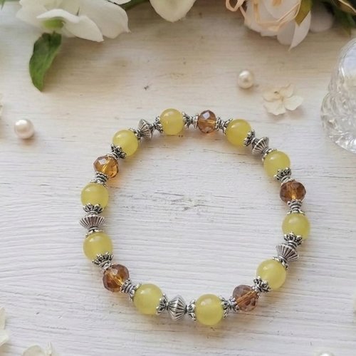 Bracelet perles en verre ronde et à facettes
