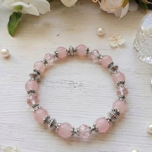 Bracelet perles en verre ronde et à facettes
