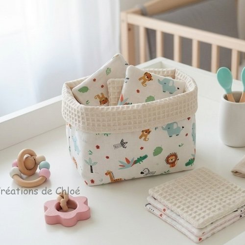Panier et 12 lingettes bébé beige