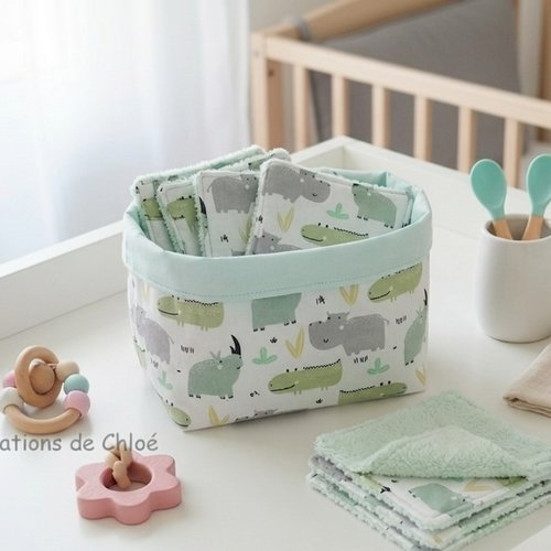 Panier et 6 lingettes bébé