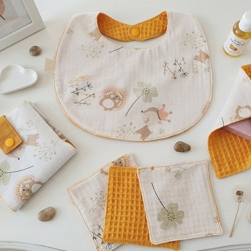 Ensemble naissance coton et nid d'abeilles moutarde