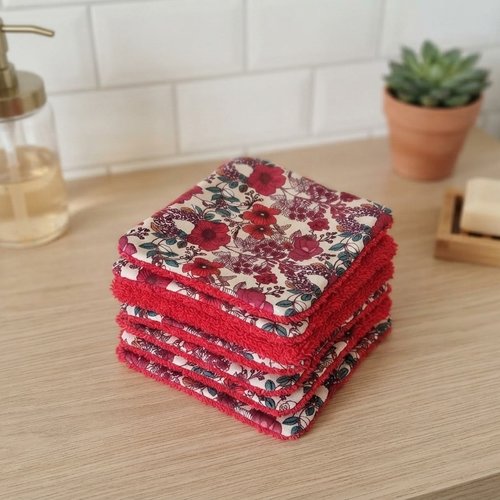 Lot de 8 lingettes démaquillantes coton imprimé et éponge