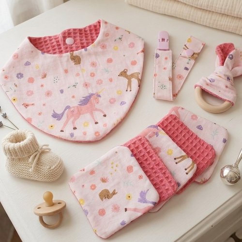 Coffret naissance/box naissance saumon/licorne