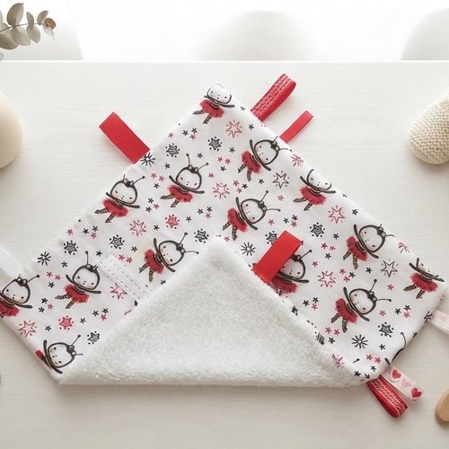 Doudou plat carré coton motifs abeilles