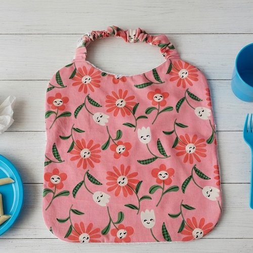 Serviette de cantine élastique motif grandes fleurs
