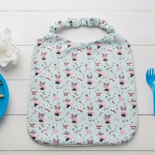 Serviette de cantine motifs super girls et éponge blanche