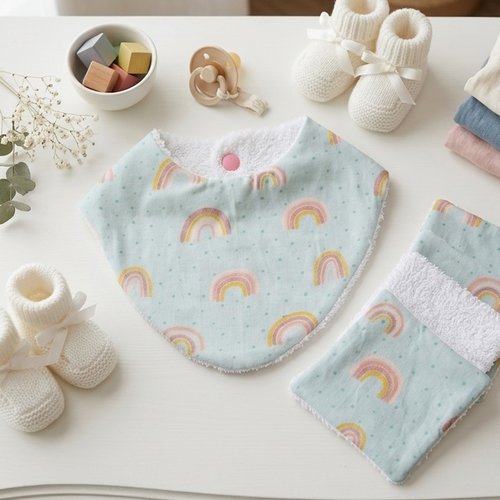 Ensemble naissance bavoir et 10 lingettes