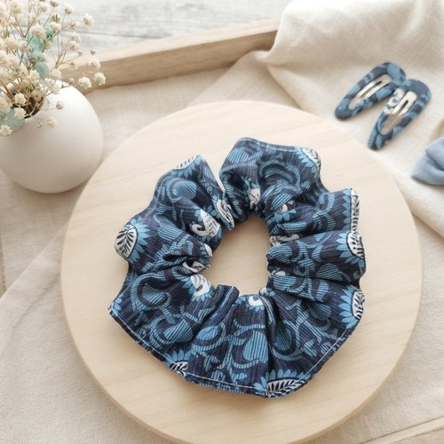 Chouchou coton bleu