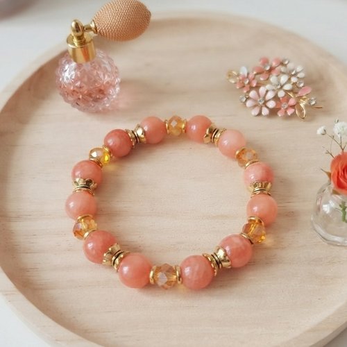 Bracelet perles jade orange