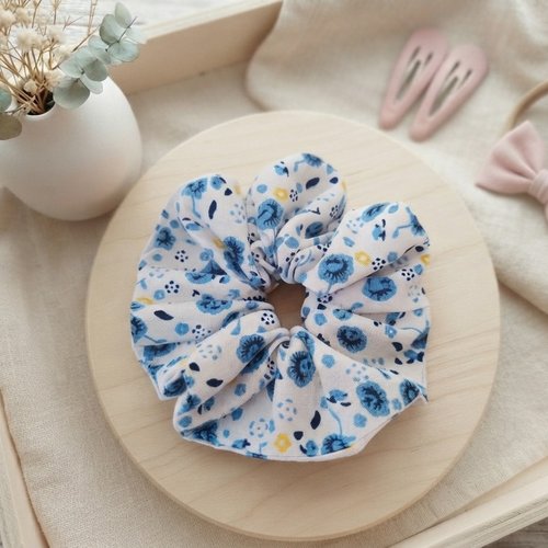 Chouchou fille coton bleu