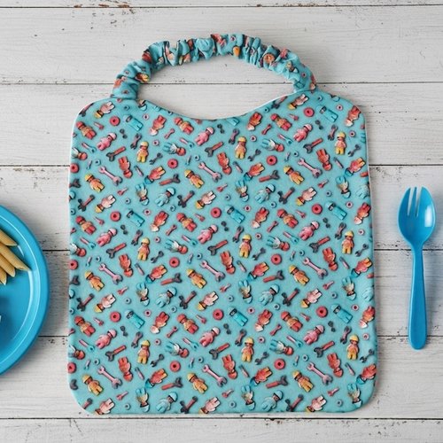 Serviette de cantine élastique coton imprimé effet 3d