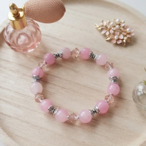 Bracelet perles jade rose