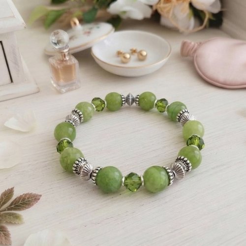 Bracelet perles jade vertes