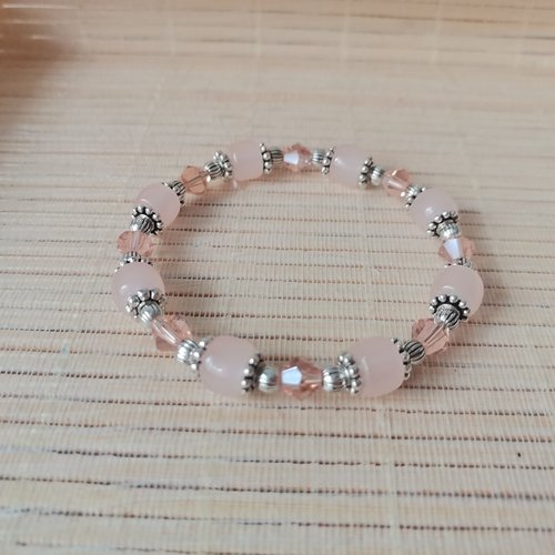 Bracelet perles en verre colonne et toupies