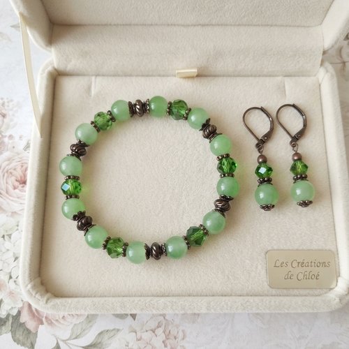 Parure bracelet et boucles d'oreilles assorties