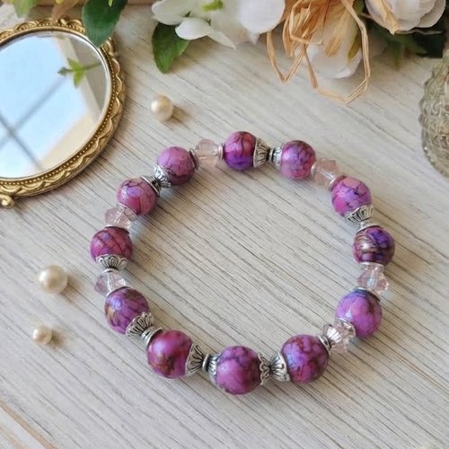 Bracelet fil élastique perles tréfilé et à facettes