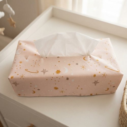 Housse pour boite à mouchoirs coton saumon pale
