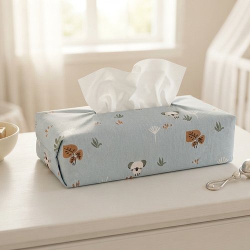 Housse pour boite à mouchoirs coton vert pale