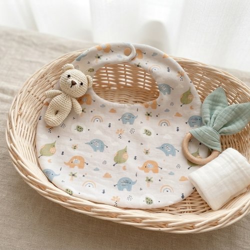 Bavoirs bébé coton et nid d'abeilles turquoise blanche