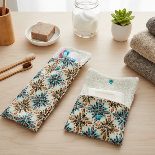 Ensemble étui brosse à dent et pochettes savon