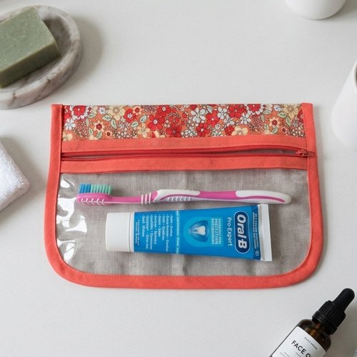 Pochette brosse à dent et dentifrice coton et coton enduit