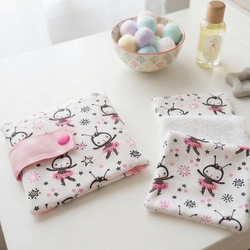 Ensemble pochette et 6 lingettes