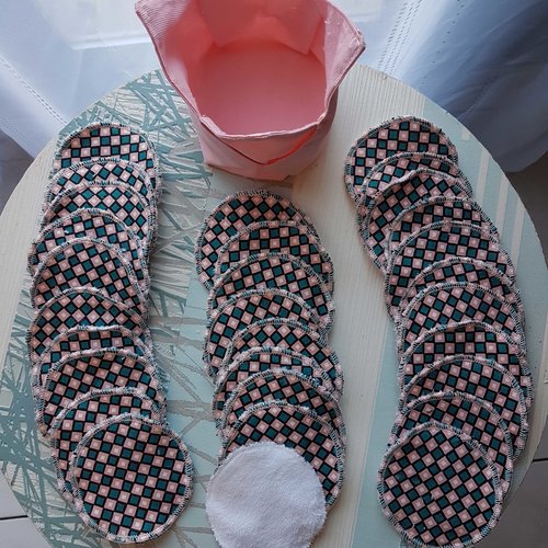 Lot de 30 lingettes démaquillantes lavables géométrique - femmes et bébés (éponge bambou)