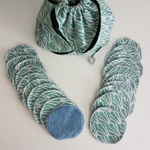 Lot de 20 lingettes démaquillantes lavables avec sac - femmes et bébés (éponge bambou)